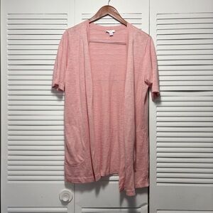 J Jill Blush Pink Short Sleeve Linen Blend Lightweight Knit Cardigan Size XSP